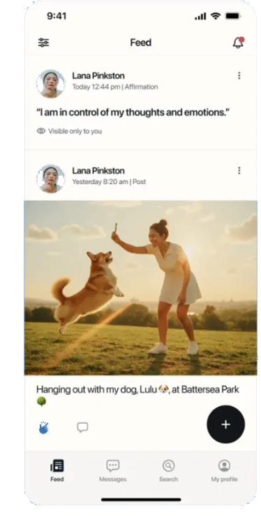 Tribela feed with a friend's post