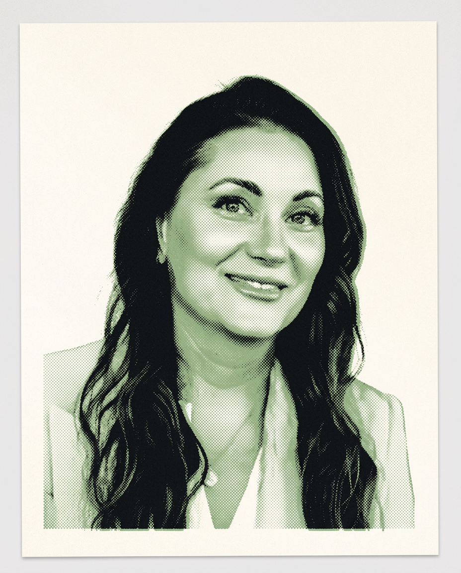 Risograph portrait of Natalie Boll, founder and CEO of Tribela